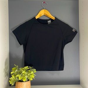 black PINK athletic workout cropped tee size large